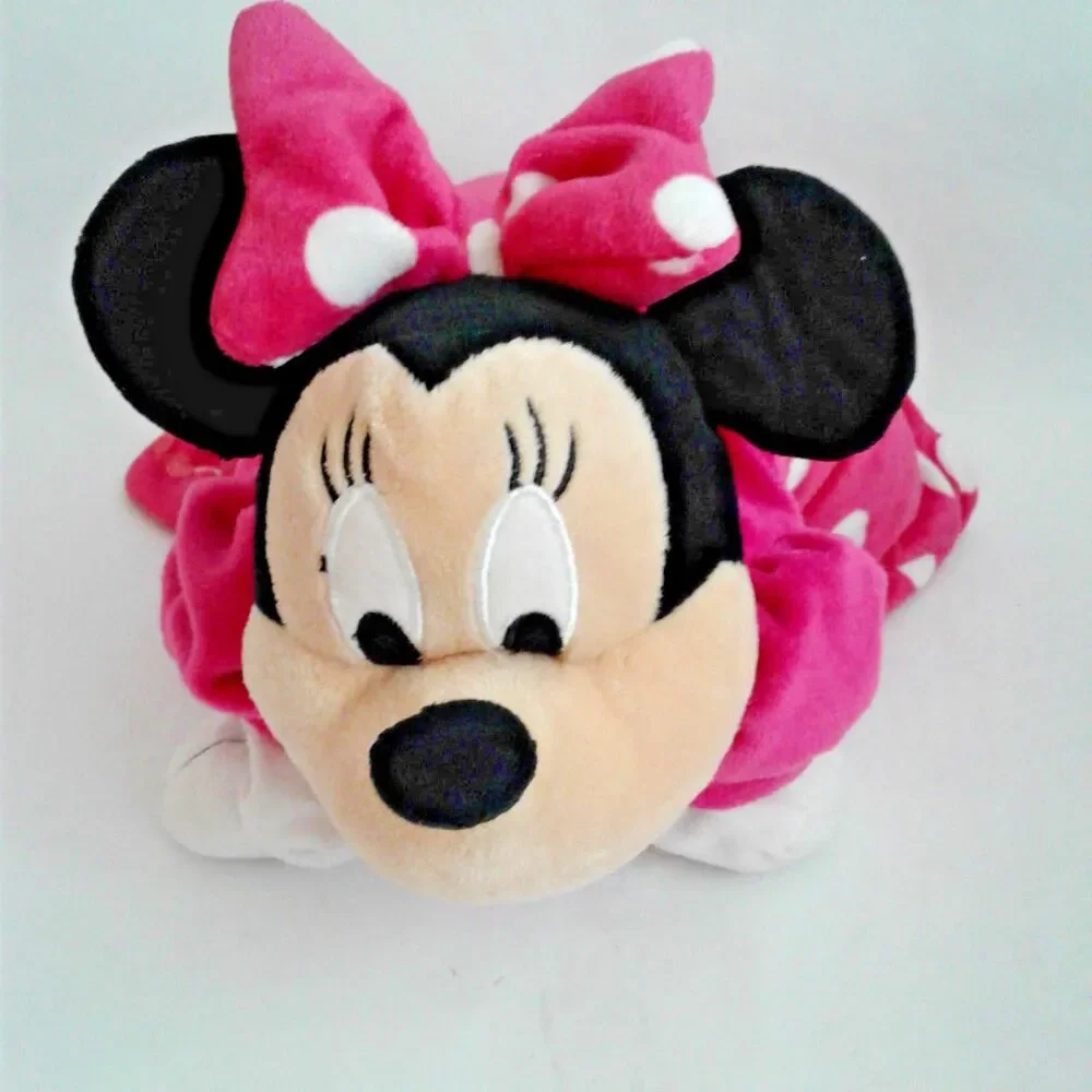 Disney Parks Minnie Mouse Pillow Pal Plush 12x14 Pink with Polka Dots Toy